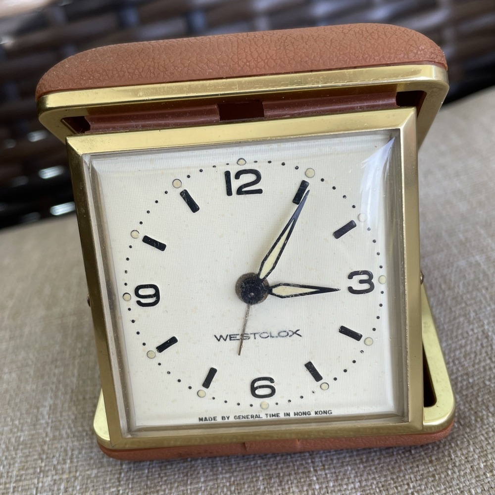 WESTCLOX Travel Clock Vintage Collectable Functional Illuminated Glow Hong Kong